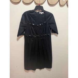 Rosie Pope Black Embellished Maternity Dress Short Sleeve Empire Waist Size M